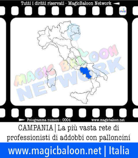 Aderire a MagicBaloon Network Italia per professionisti ed aziende in Campania: la più vasta rete di professionisti di addobbi ed allestimenti con palloni e palloncini. Servizi in tutta Italia per aziende e privati