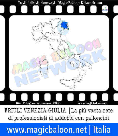 Aderire a MagicBaloon Network Italia per professionisti ed aziende in Friuli-Venezia-Giulia: la più vasta rete di professionisti di addobbi ed allestimenti con palloni e palloncini. Servizi in tutta Italia per aziende e privati