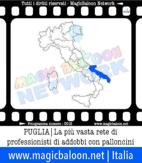 Aderire a MagicBaloon Network Italia per professionisti ed aziende in Puglia: la più vasta rete di professionisti di addobbi ed allestimenti con palloni e palloncini. Servizi in tutta Italia per aziende e privati