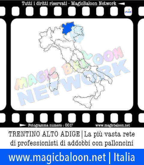 Aderire a MagicBaloon Network Italia per professionisti ed aziende in Trentino Alto-Adige: la più vasta rete di professionisti di addobbi ed allestimenti con palloni e palloncini. Servizi in tutta Italia per aziende e privati