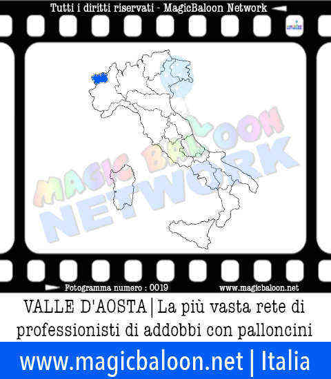 Aderire a MagicBaloon Network Italia per professionisti ed aziende in Valle d'Aosta: la più vasta rete di professionisti di addobbi ed allestimenti con palloni e palloncini. Servizi in tutta Italia per aziende e privati